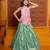 Pink and green embroidered  silk lehenga