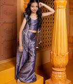 Purple embroidered  silk co ord set with jacket