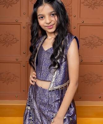 Purple embroidered  silk co ord set with jacket 2