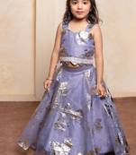 Lavender embroidered  organza lehenga