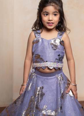 Lavender embroidered  organza lehenga 2