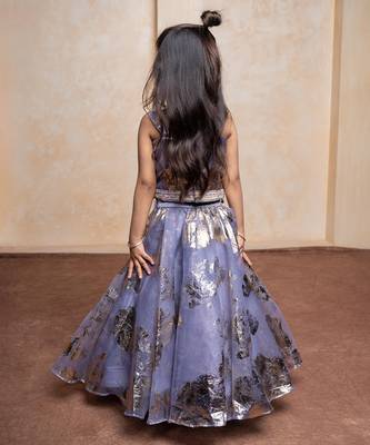 Lavender embroidered  organza lehenga 3