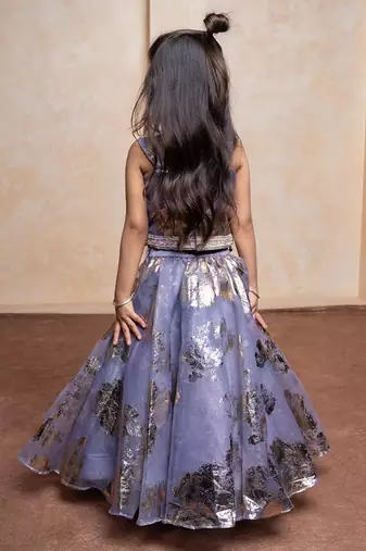 Lavender embroidered  organza lehenga