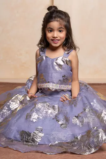 Lavender embroidered  organza lehenga