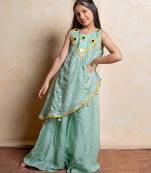 Sea green embroidered  organza co ord set