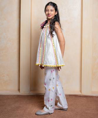 Off white embroidered  chanderi silk  Co Ord Set 2