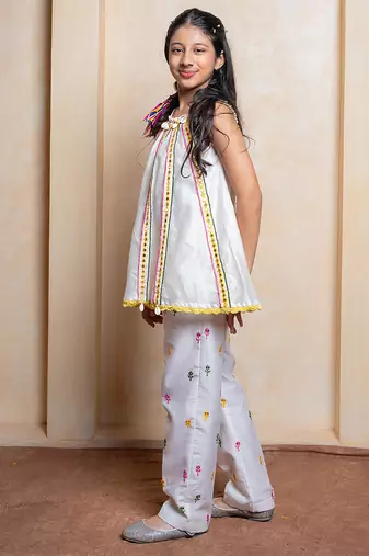 Off white embroidered  chanderi silk  Co Ord Set