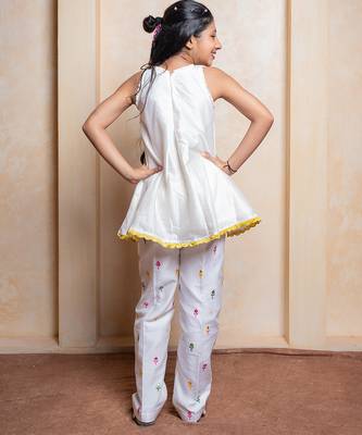 Off white embroidered  chanderi silk  Co Ord Set 3