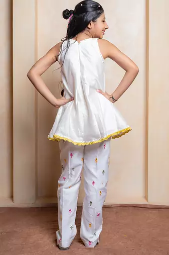 Off white embroidered  chanderi silk  Co Ord Set