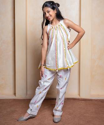 Off white embroidered  chanderi silk  Co Ord Set 4