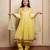Yellow embroidered  organza  kurta set