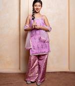Lavender embroidered  chanderi silk  Kurta Set