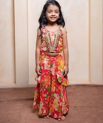Multicolor embroidered  crepe co ord set 1