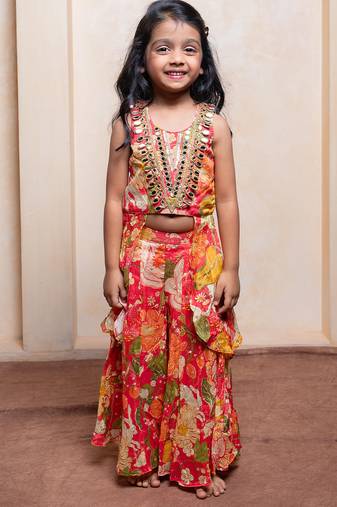 Multicolor embroidered  crepe co ord set