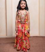 Multicolor embroidered  crepe co ord set