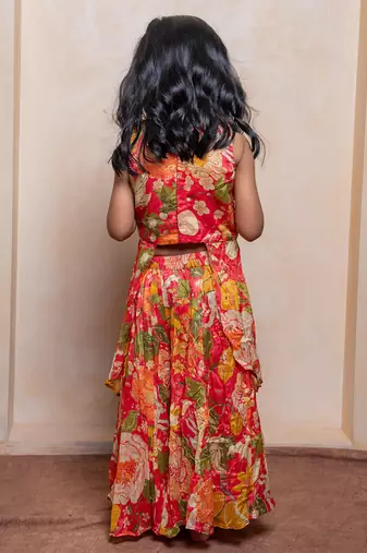 Multicolor embroidered  crepe co ord set