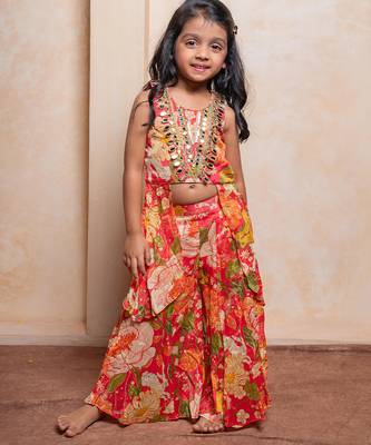 Multicolor embroidered  crepe co ord set 3