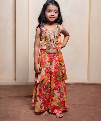 Multicolor embroidered  crepe co ord set 4