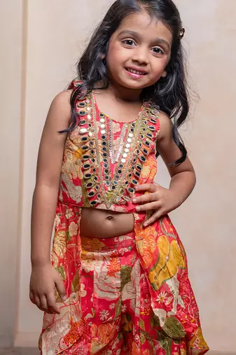 Multicolor embroidered  crepe co ord set