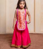 Pink and orange embroidered  silk Kurta Set