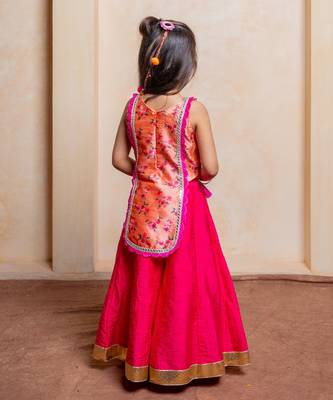 Pink and orange embroidered  silk Kurta Set 2