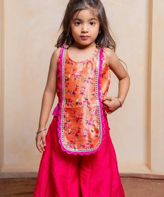 Pink and orange embroidered  silk Kurta Set 3
