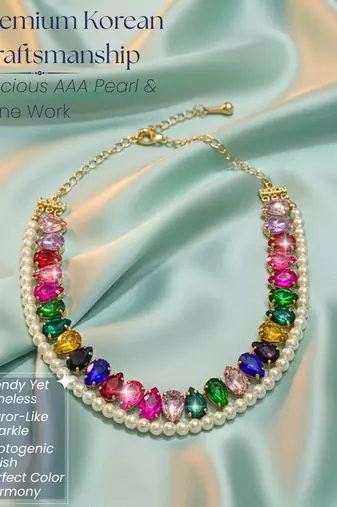 pearl mala ad & cz cubic zerconia crystal gemstone-studded jewelry set