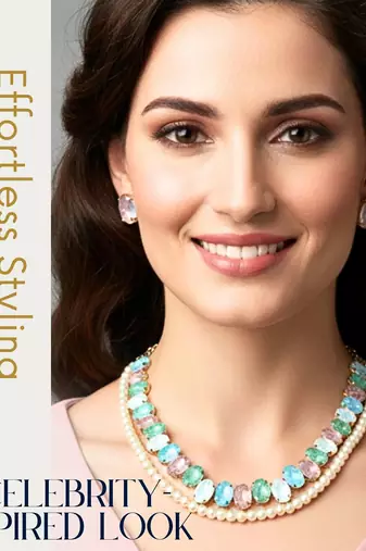 pearl mala light multi ad & cz cubic zerconia crystal gemstone jewelry set