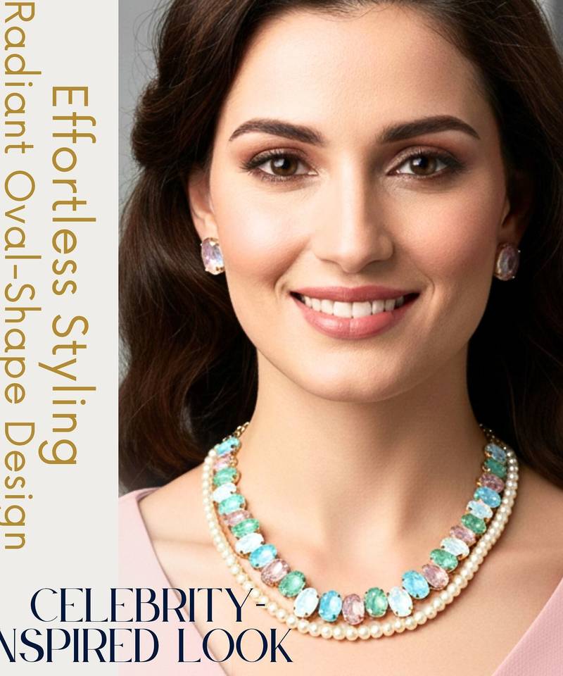 pearl mala light multi ad & cz cubic zerconia crystal gemstone jewelry set