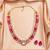 pearl mala pink color ad & cz cubic zerconia crystal gemstone jewelry set
