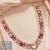 pearl mala pink color ad & cz cubic zerconia crystal gemstone jewelry set