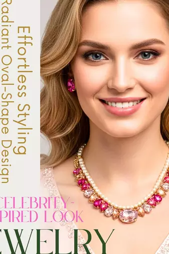 pearl mala pink color ad & cz cubic zerconia crystal gemstone jewelry set
