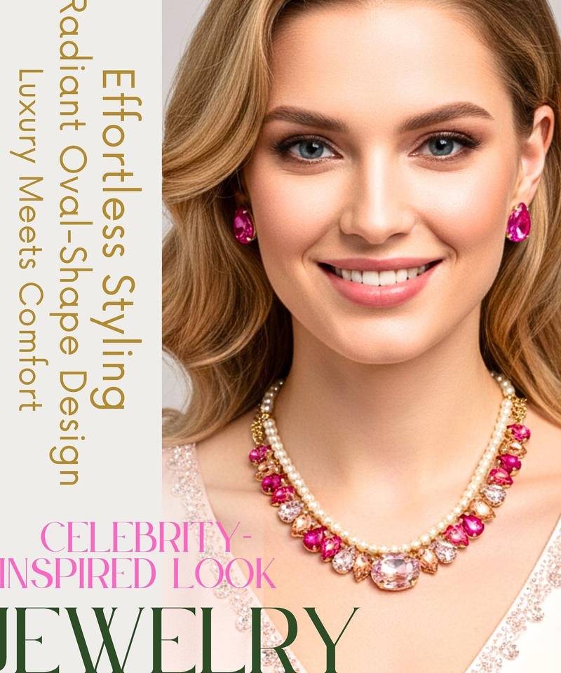 pearl mala pink color ad & cz cubic zerconia crystal gemstone jewelry set