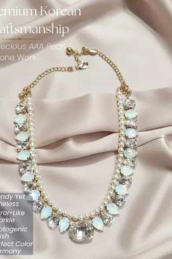 pearl mala golden white color ad & cz cubic zerconia crystal gemstone jewelry set