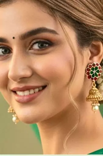 long rajwadi kundan pearl stone floral rani haar neckalce & earring jewellery set