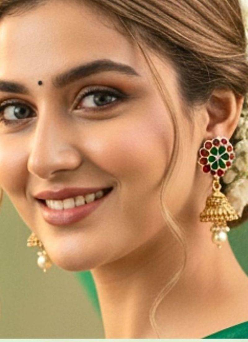 long rajwadi kundan pearl stone floral rani haar neckalce & earring jewellery set