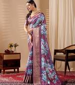 New Designer Fancy digital Printed Art Silk Saree With Blouse Set For Women's