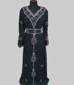 Black color luxurious Handmade Moroccan Kaftan with hijjab