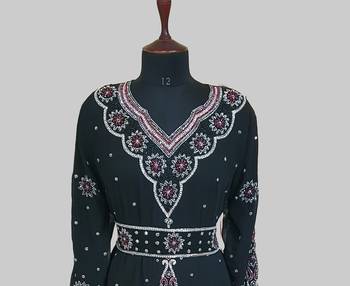 Black color Handmade Moroccan Kaftan with hijjab 2