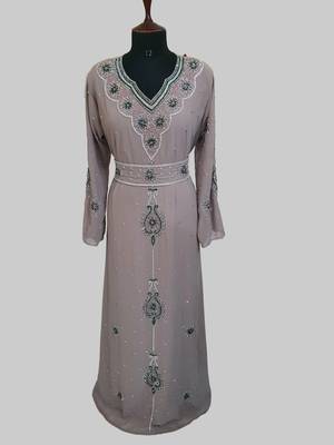 Chiku color Handmade Moroccan Kaftan with hijjab 1