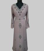 Chiku color luxurious Handmade Moroccan Kaftan with hijjab