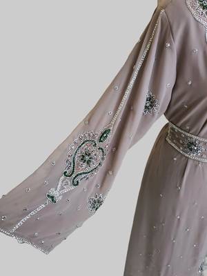 Chiku color Handmade Moroccan Kaftan with hijjab 3