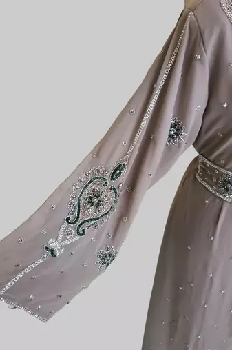 Chiku color Handmade Moroccan Kaftan with hijjab