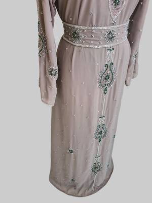 Chiku color Handmade Moroccan Kaftan with hijjab 4