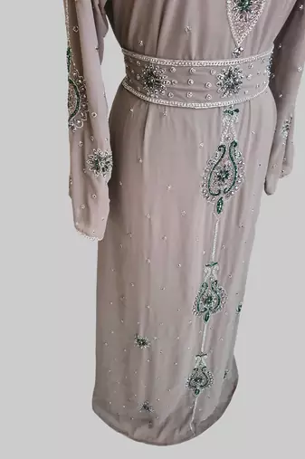 Chiku color Handmade Moroccan Kaftan with hijjab