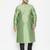 Men's mint green and black silk blend kurta pyjama set