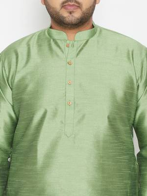 Men's mint green and black silk blend kurta pyjama set 4