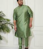 Men's mint green silk blend kurta pyjama set