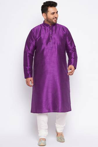 Men's purple silk blend kurta pyjama set