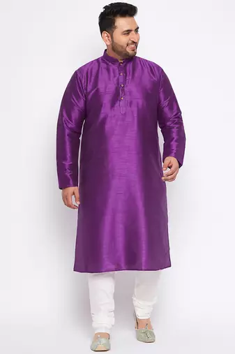 Men's purple silk blend kurta pyjama set